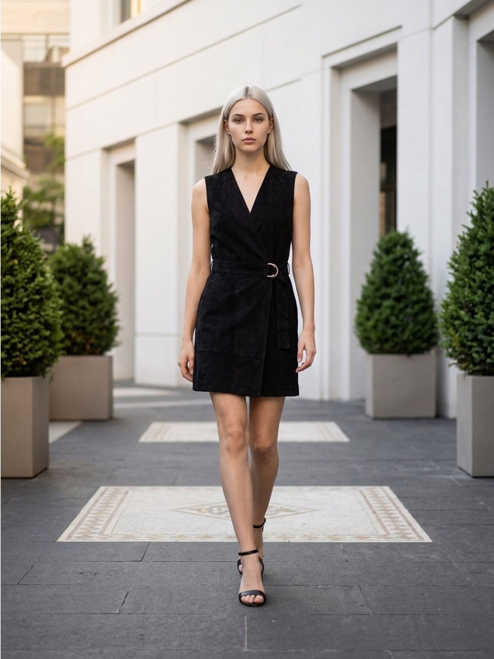 Club Monaco Black Suede Dress Size Small
